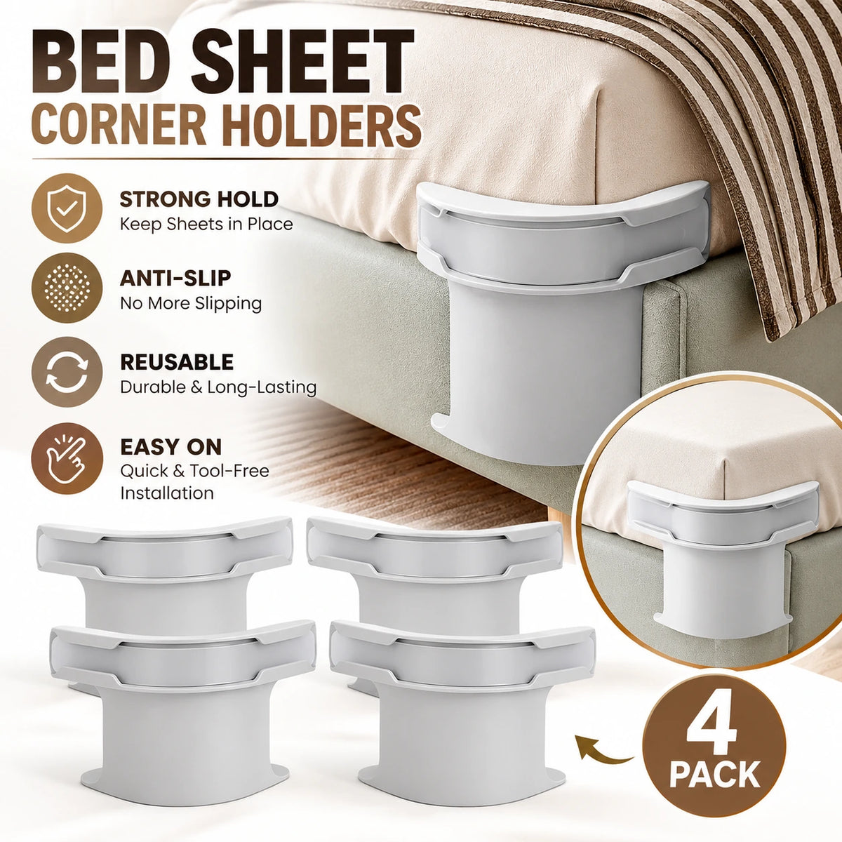 Bedding Sheet Corner Fastener Clips