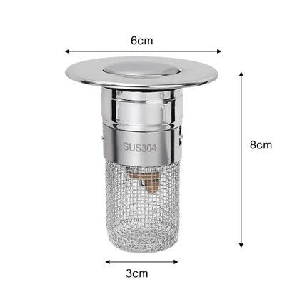 Universal Push-Button Basin Drain Stopper with Filter Mesh