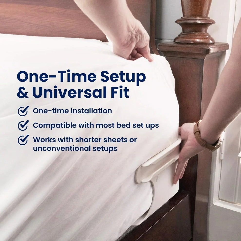 Sheet holder installed on a mattress corner