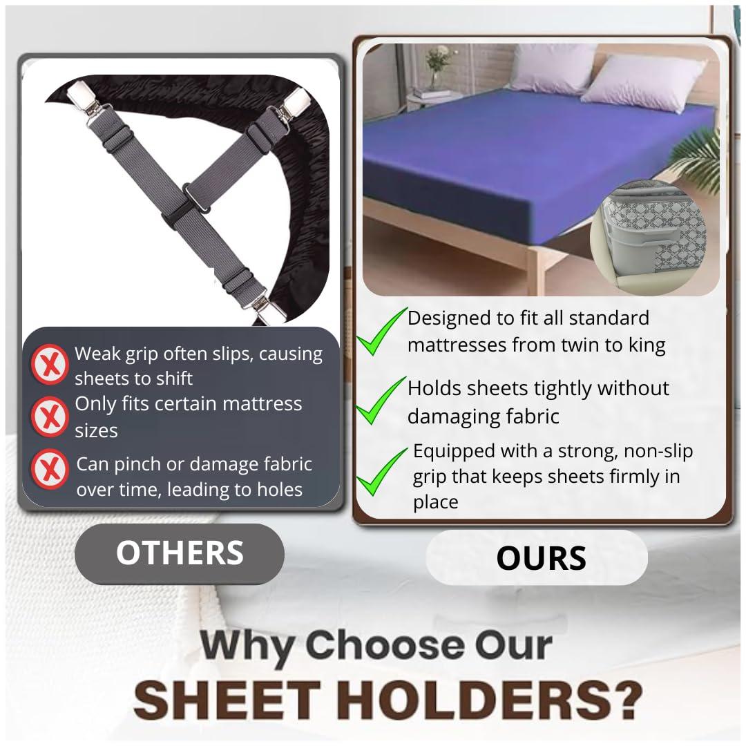Comparison of sheet holder and traditional straps
