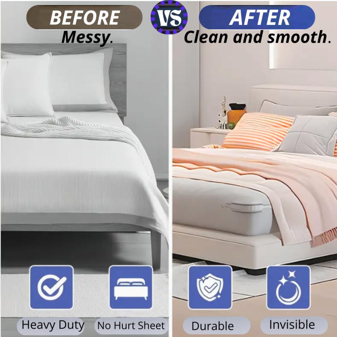 Before and after made bed comparison